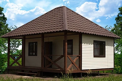 Каркасный дачный дом 4,4x7 с террасой