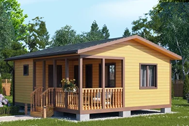 Каркасный дачный дом 6x5 с террасой